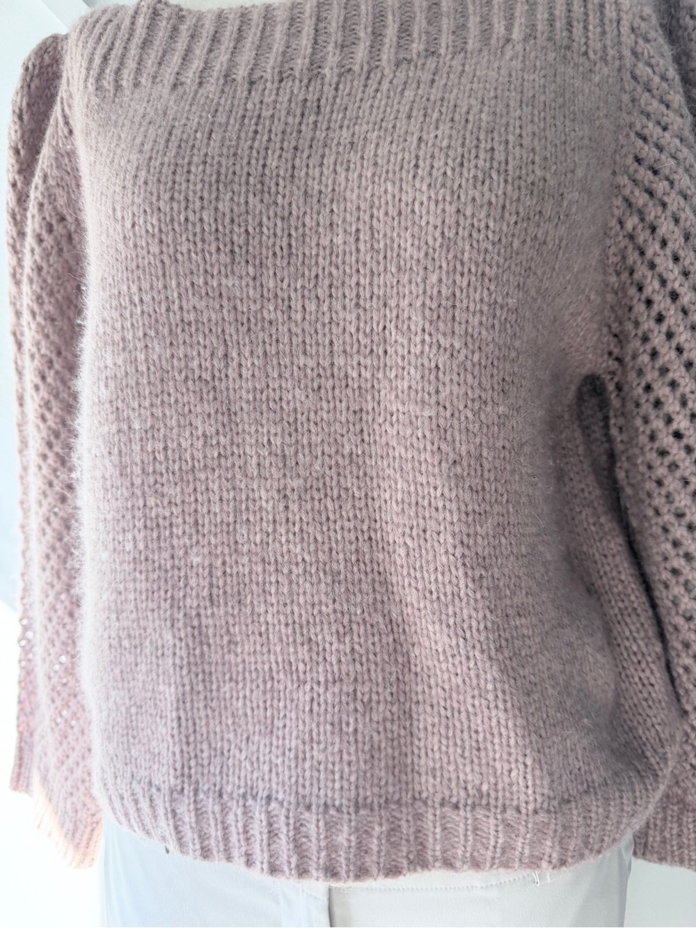 LoveShackFancy Alpaca Wool Blend Bateau Neck Crop Sweater Pink Size M - Picture 9 of 17